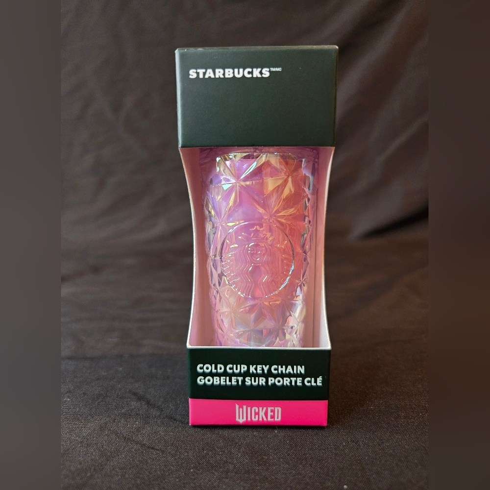 Starbucks Wicked Glinda Iridescent Pink Cold Cup Key Chain
